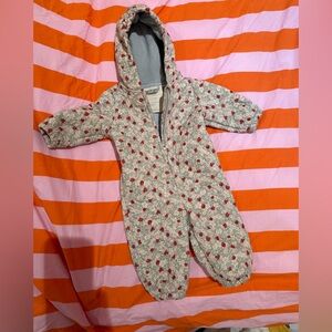 Wheat Clothing Hooded Baby Thermal Suit - Red Floral Berry Print